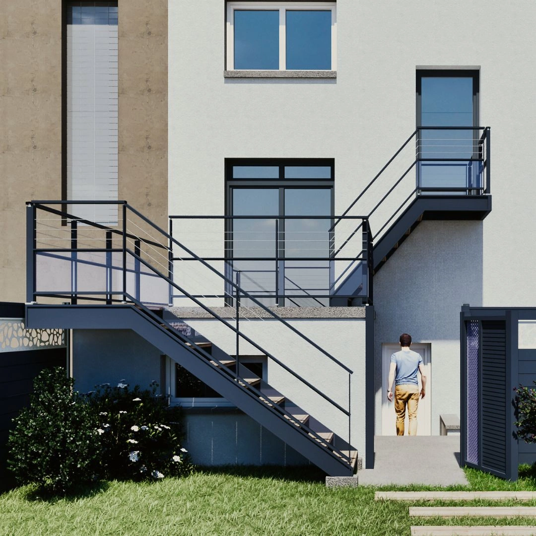 Façade et escalier